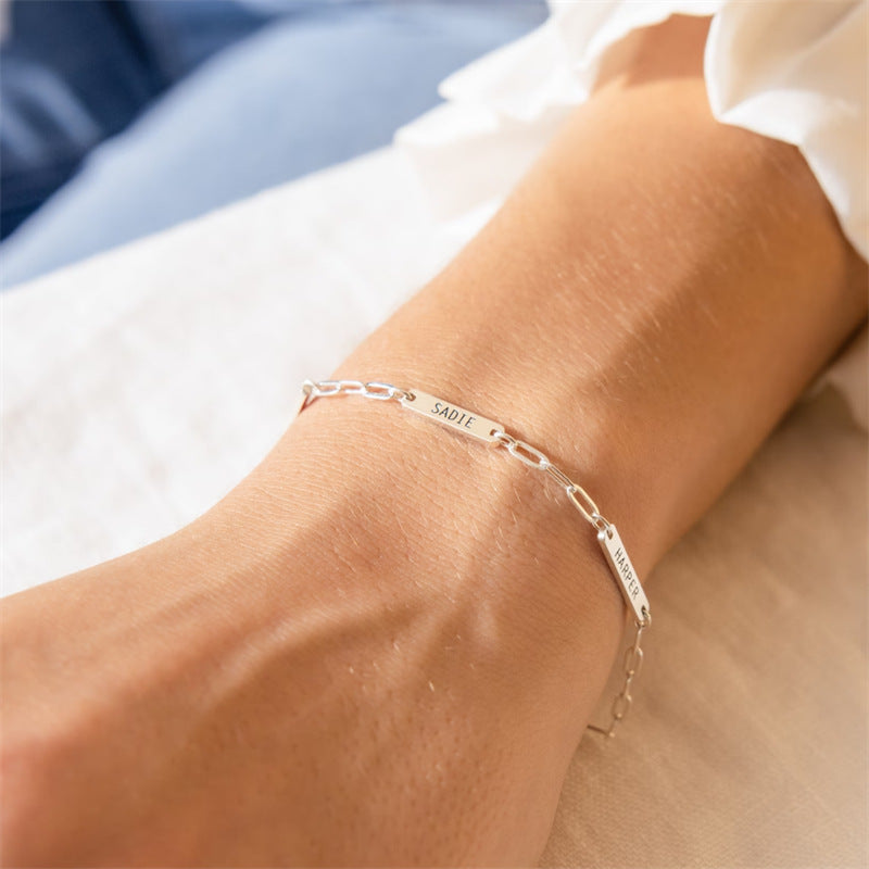 Personalized Mini Bar Engraved Name Bracelet