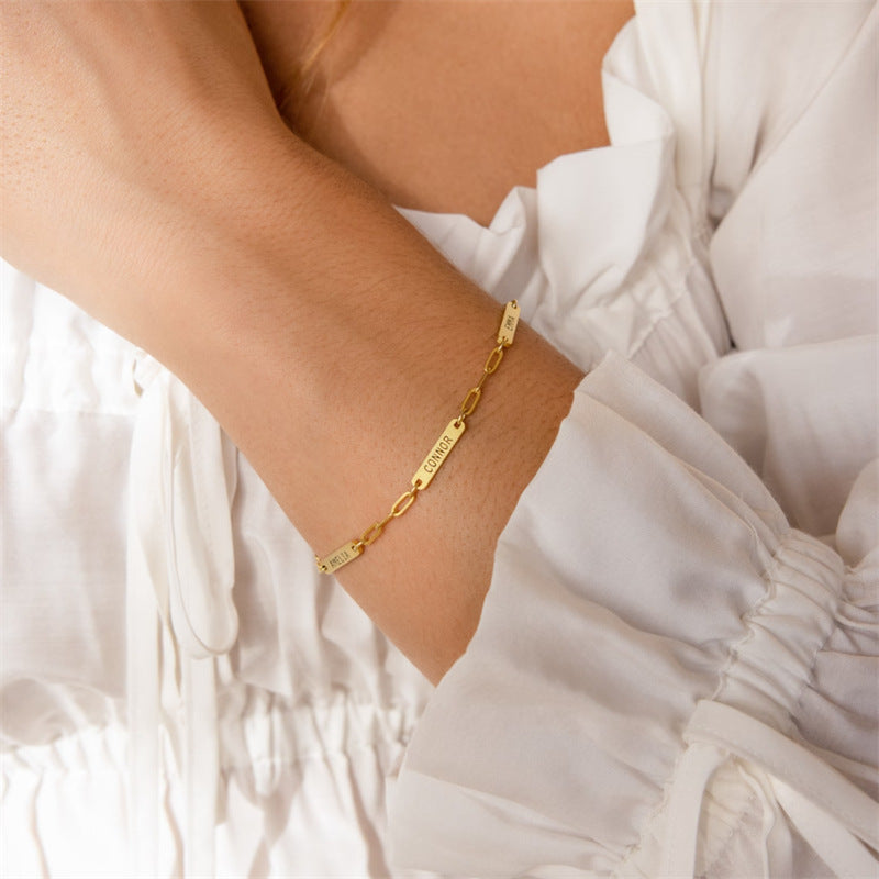 Personalized Mini Bar Engraved Name Bracelet