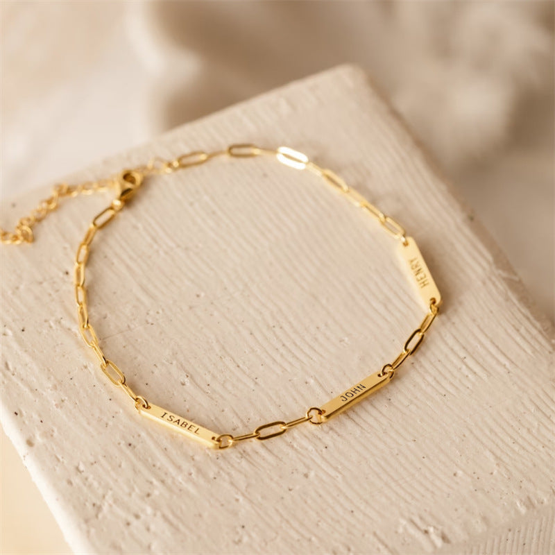 Personalized Mini Bar Engraved Name Bracelet