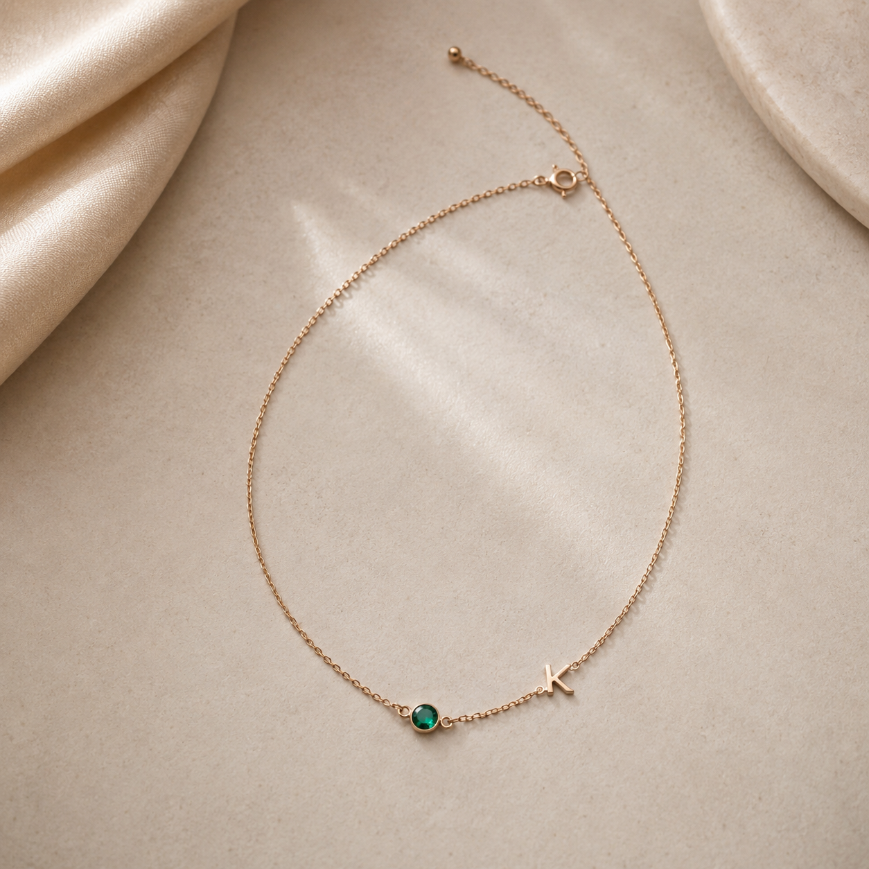Personalized Birthstone Alphabet Necklace