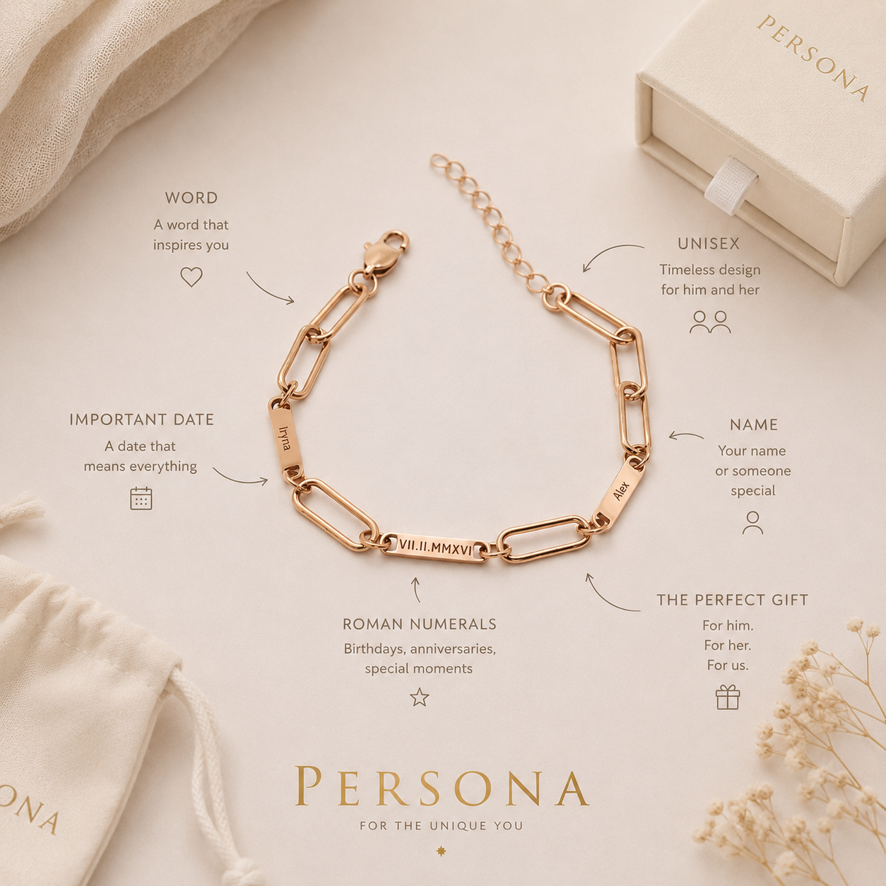 Personalized Mini Bar Engraved Name Bracelet