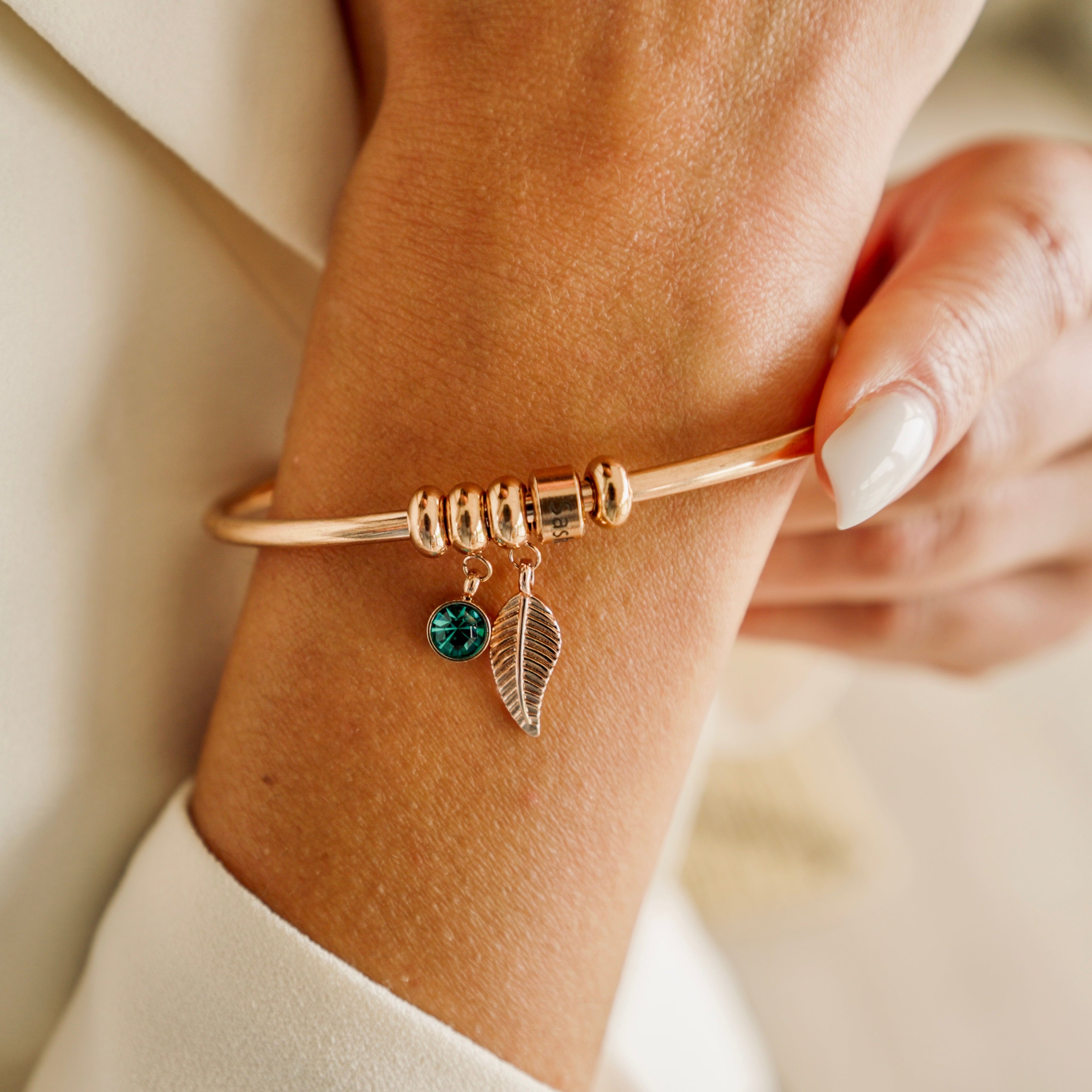 Birthstone Bracelet Leaf