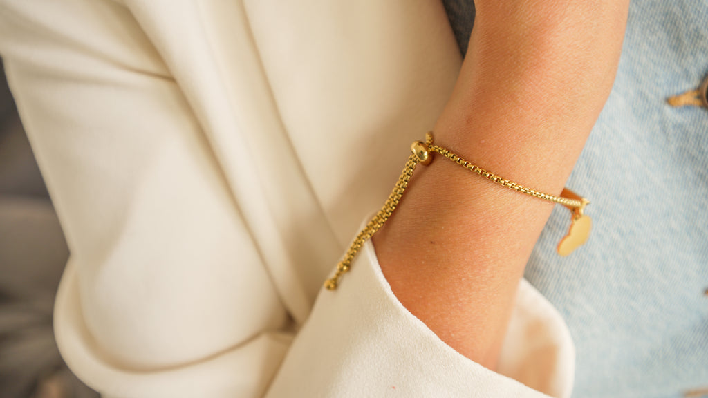 Custom Engraved Bracelet — Adjustable Stainless Steel with Charm