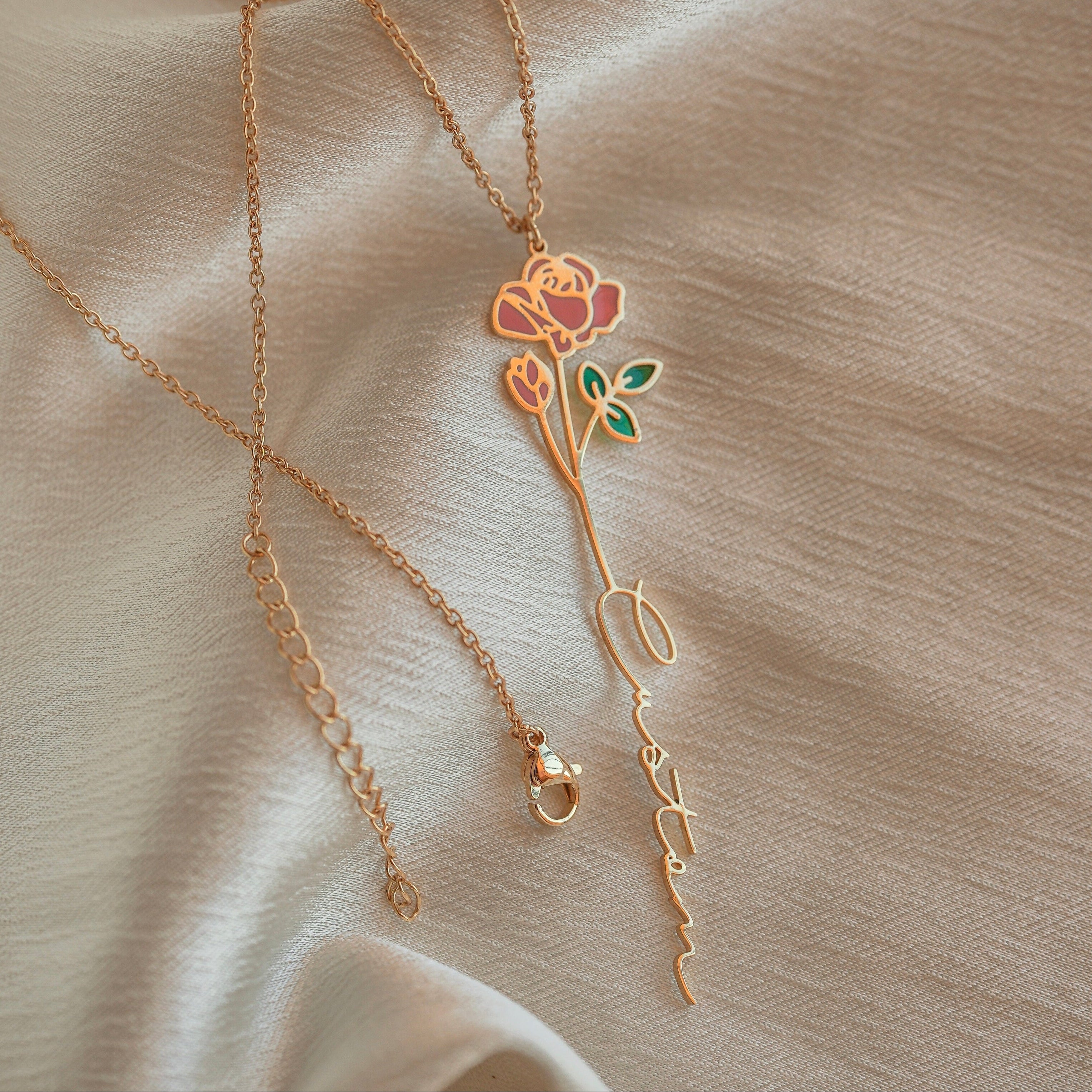 Custom Birth Flower Name Necklace – Personalized Stainless Steel Jewelry