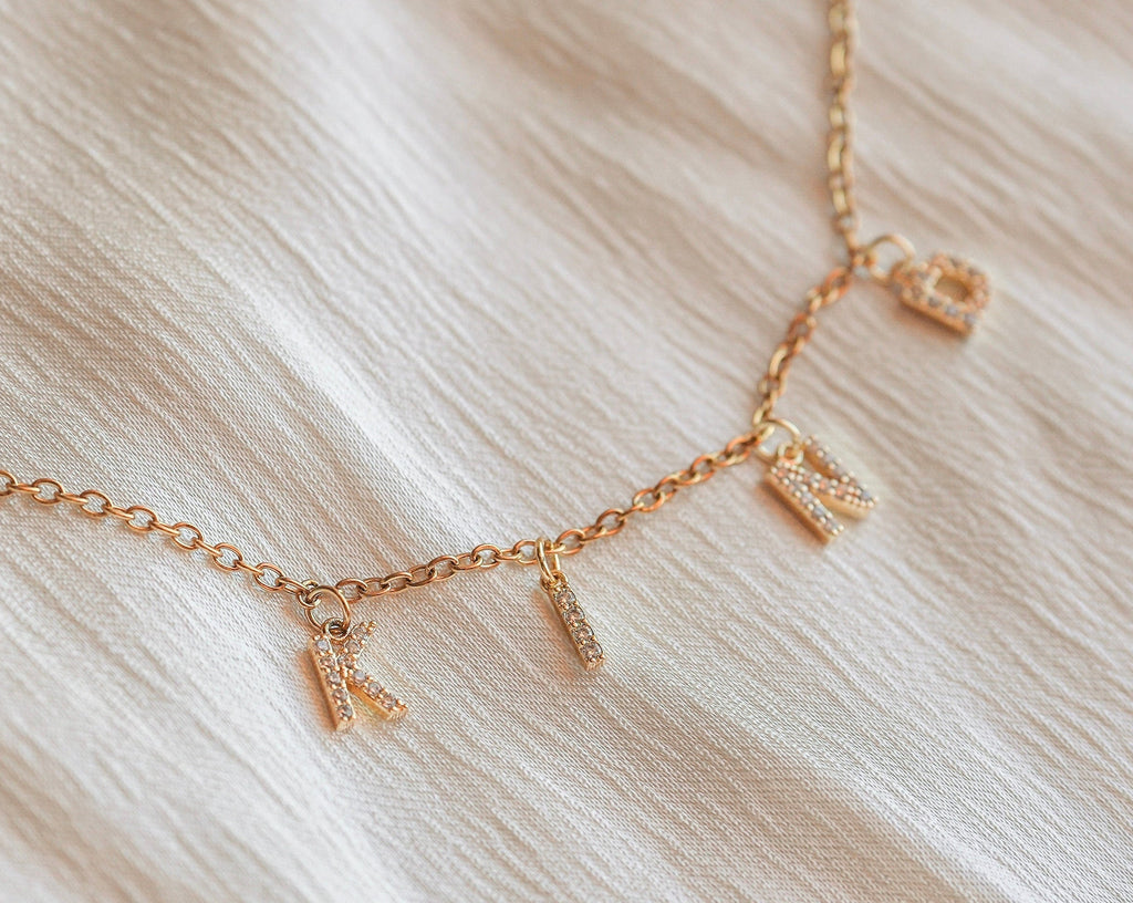 Personalized Zircon Letter Necklace – Custom Sparkling Initial Pendant
