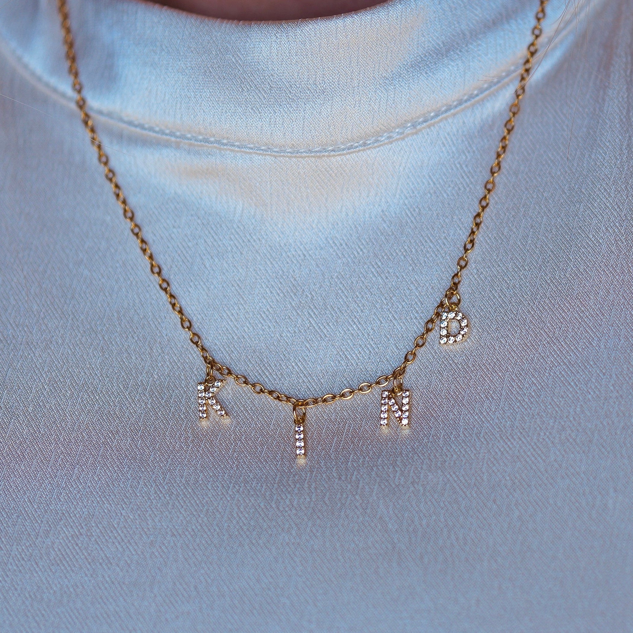 Personalized Zircon Letter Necklace – Custom Sparkling Initial Pendant