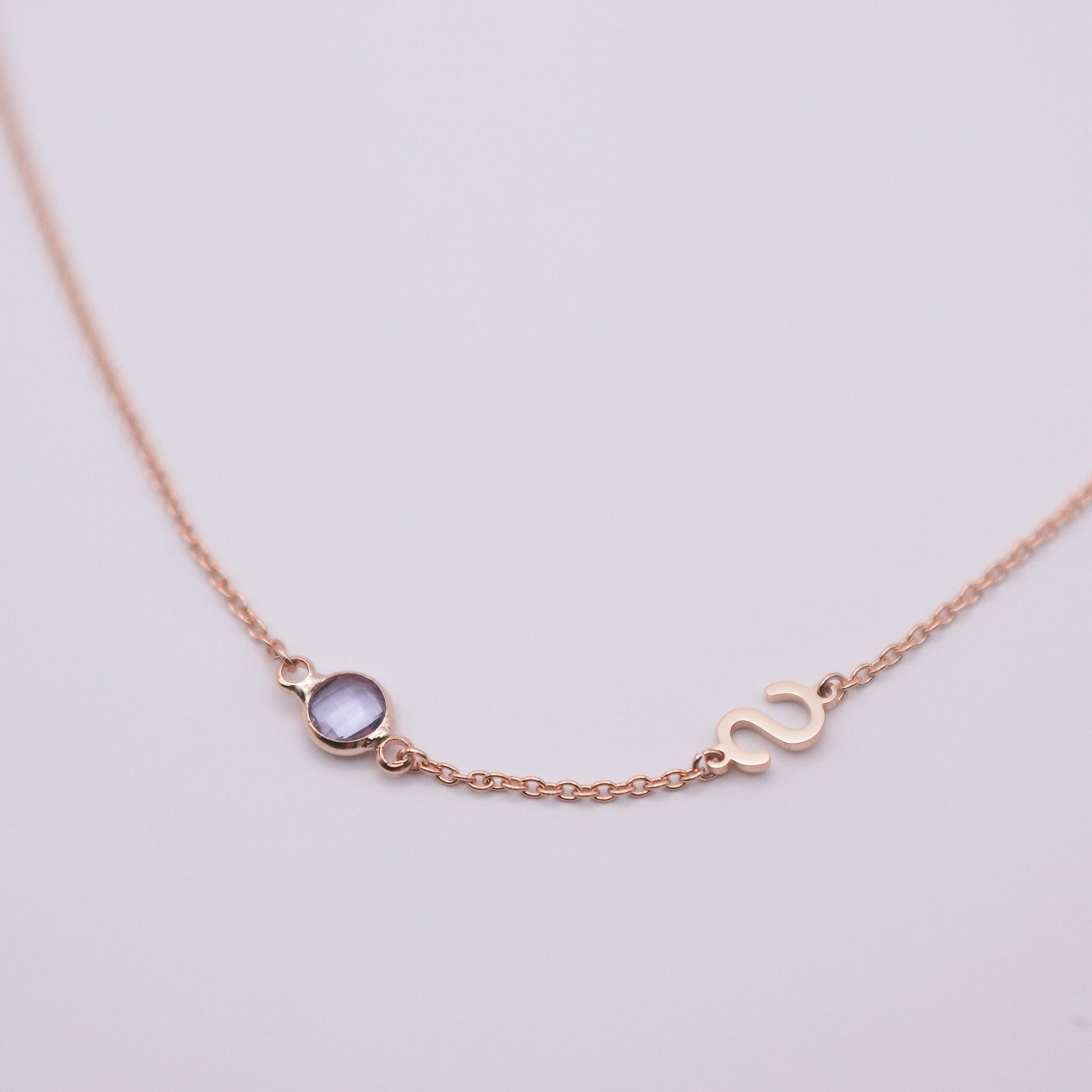 Personalized Birthstone Alphabet Necklace