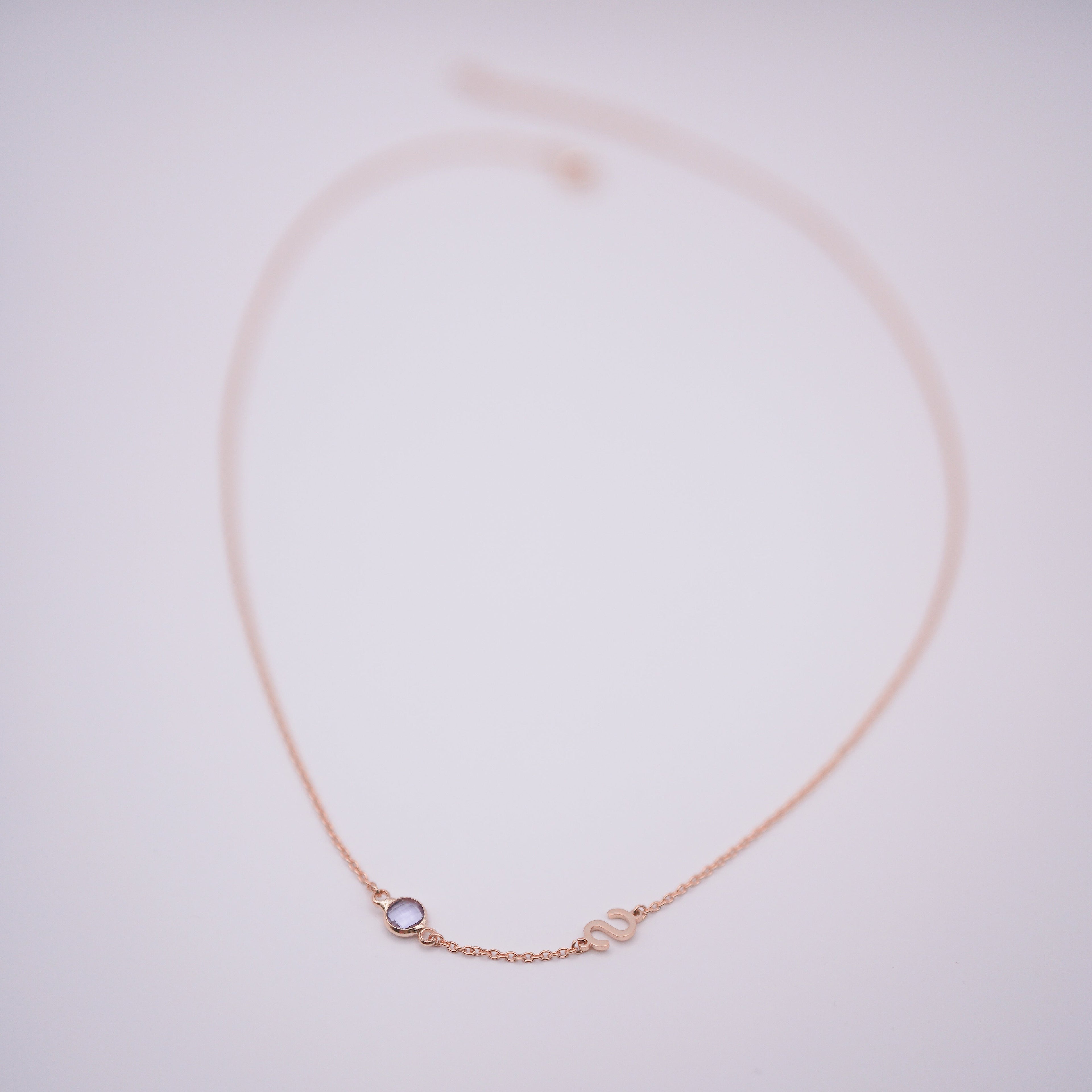 Personalized Birthstone Alphabet Necklace