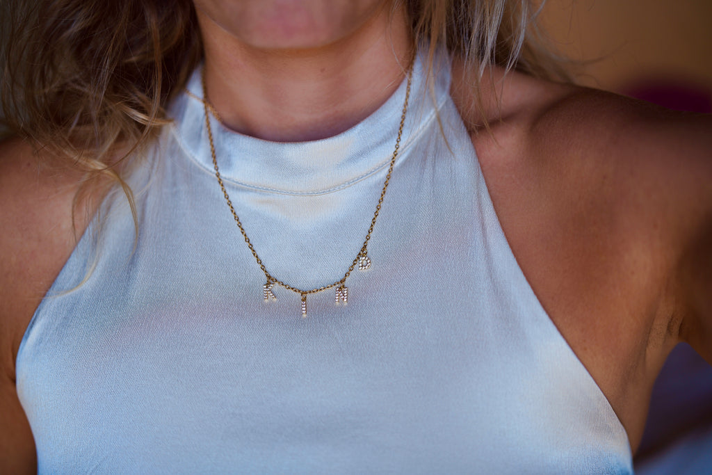 Personalized Zircon Letter Necklace – Custom Sparkling Initial Pendant